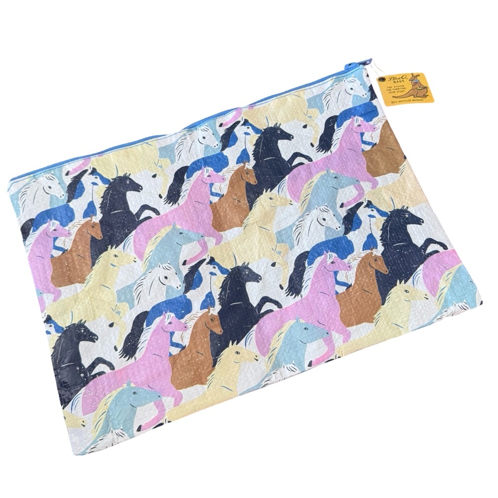 Blue Q Bag Colorful Wild Horses Zippered Pouch